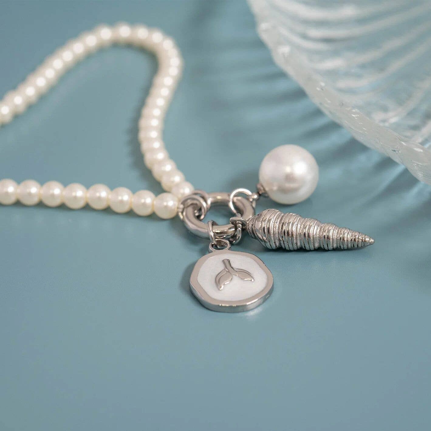 Beaded Pearl Charm Holder Bracelet
