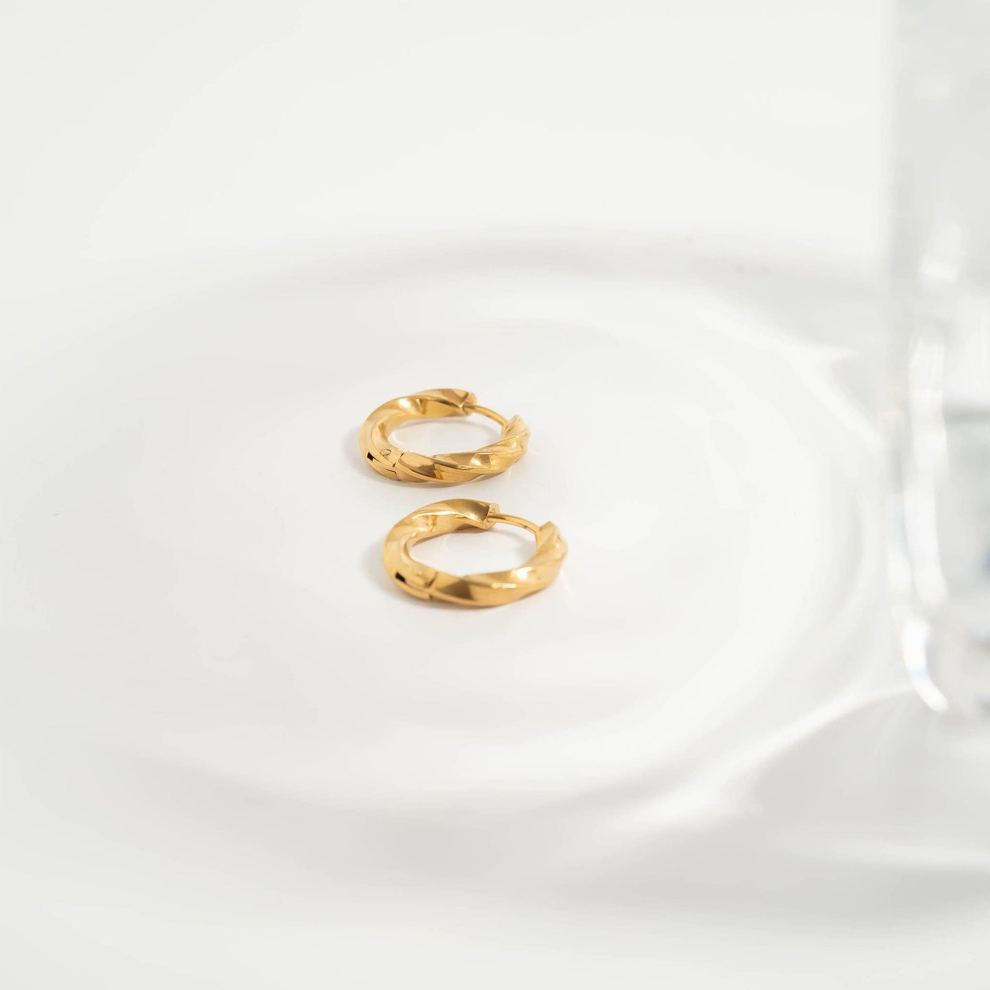 Textured Twisted Huggie Hoop Earrings