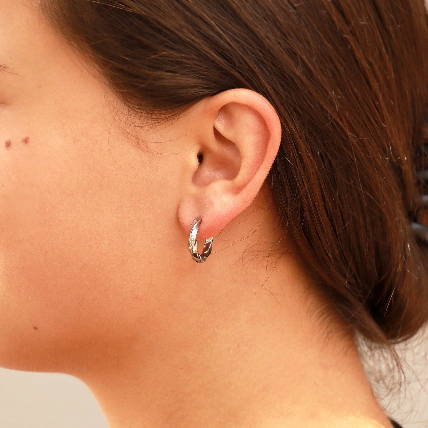 Textured Twisted Huggie Hoop Earrings