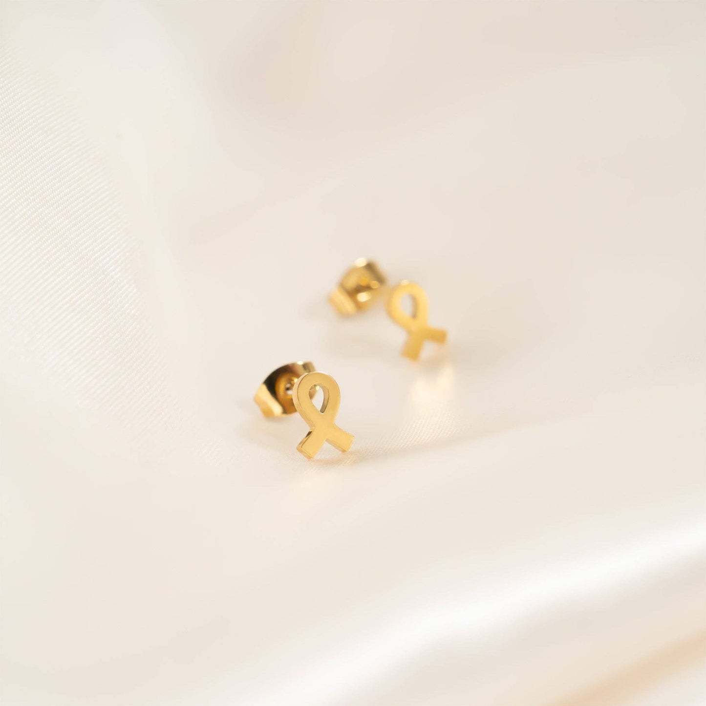 Breast Cancer Awareness Ribbon Stud Earrings