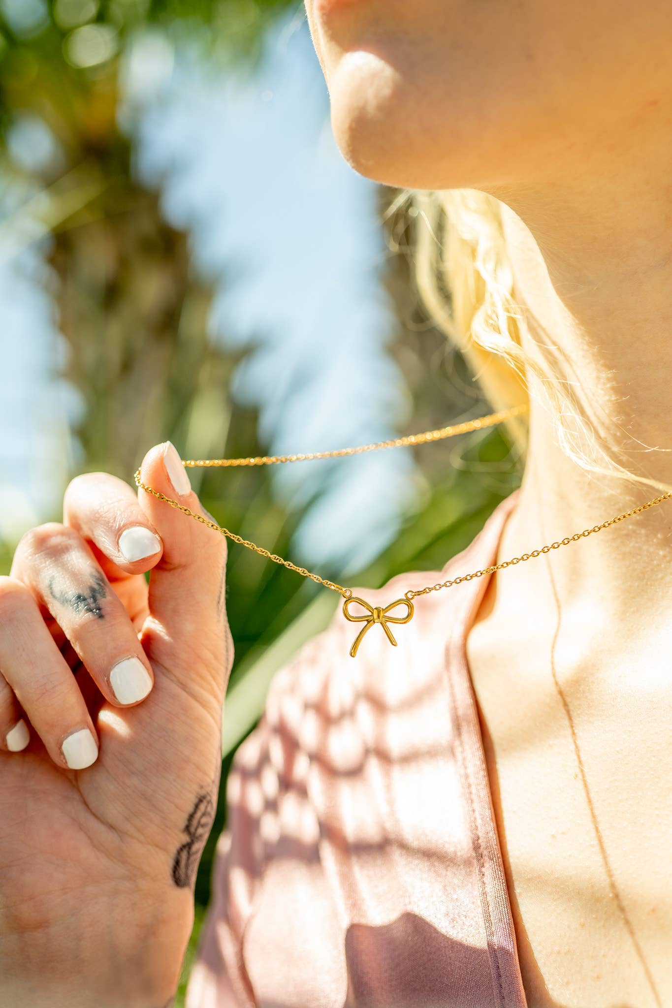 18K Gold PVD Stainless Steel Bow Connector Charm