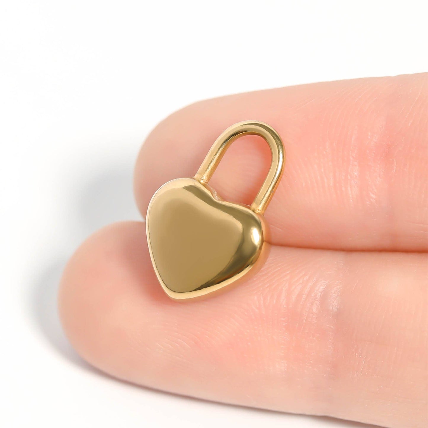18K Gold PVD Stainless Steel Heart Padlock Charm