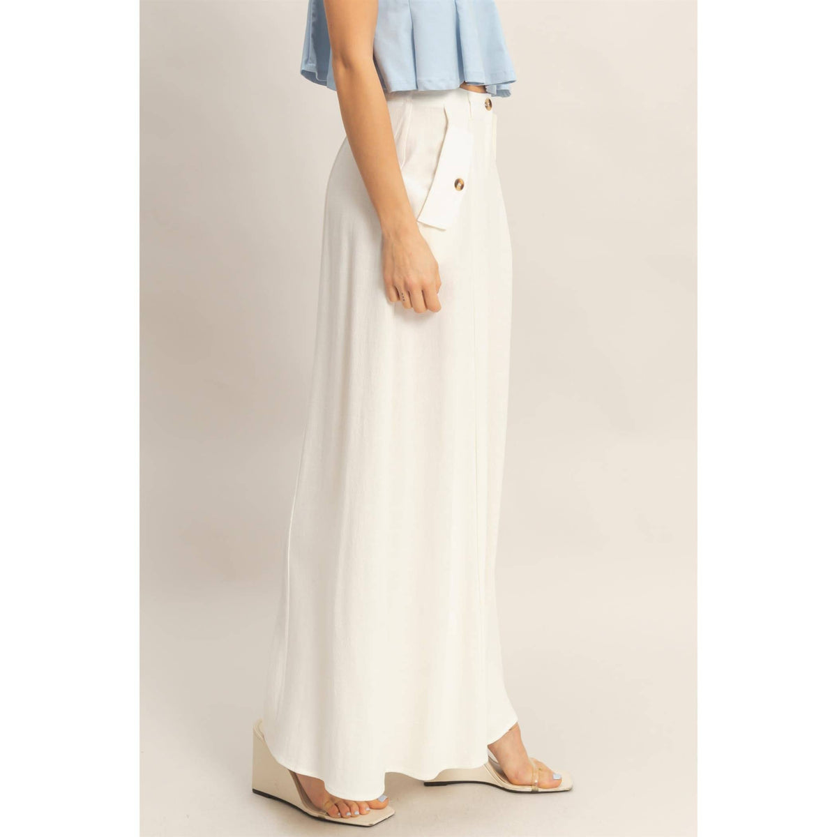 Wide-Leg Flap Pocket Pants